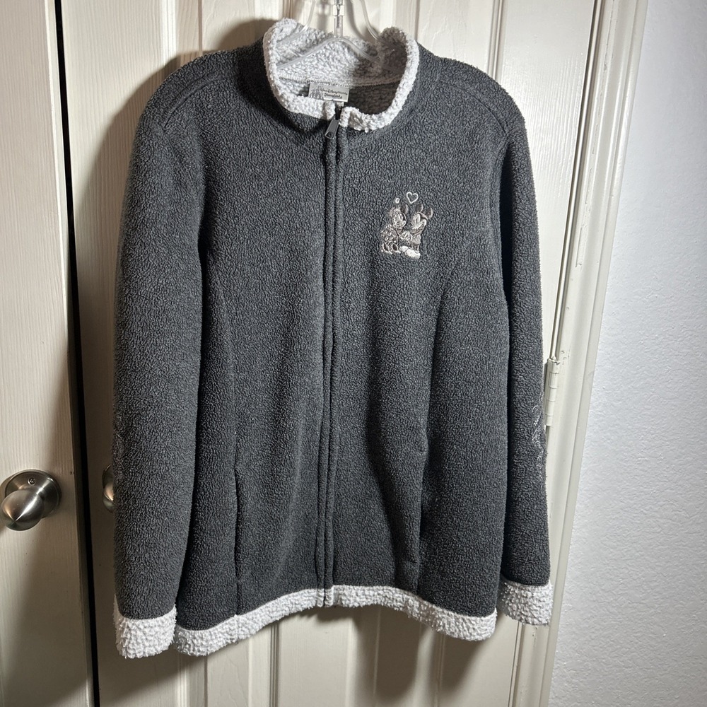 Disney Parks Fleece Women's 1X Mickey Gray Jacket Full Zip Up Y2K
